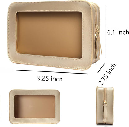 Clear Makeup Bag Small, TSA Approved Portable Toiletry Bag with Zipper Cosmetic Travel Bag Makeup Organizer Case Mini Makeup Pouch for Purse Car Organizer Bag for Women Men