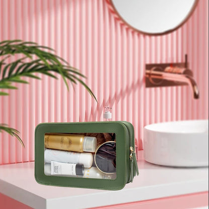 Clear Makeup Bag Small, TSA Approved Portable Toiletry Bag with Zipper Cosmetic Travel Bag Makeup Organizer Case Mini Makeup Pouch for Purse Car Organizer Bag for Women Men