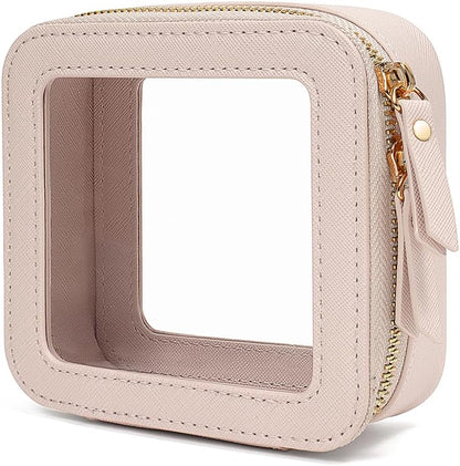 Clear Makeup Bag Small, TSA Approved Portable Toiletry Bag with Zipper Cosmetic Travel Bag Makeup Organizer Case Mini Makeup Pouch for Purse Car Organizer Bag for Women Men
