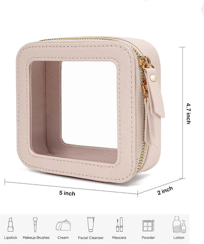 Clear Makeup Bag Small, TSA Approved Portable Toiletry Bag with Zipper Cosmetic Travel Bag Makeup Organizer Case Mini Makeup Pouch for Purse Car Organizer Bag for Women Men