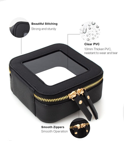 Clear Makeup Bag Small, TSA Approved Portable Toiletry Bag with Zipper Cosmetic Travel Bag Makeup Organizer Case Mini Makeup Pouch for Purse Car Organizer Bag for Women Men