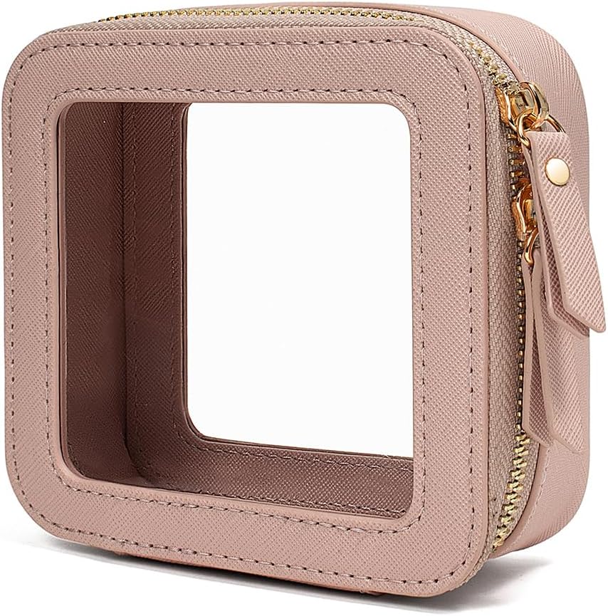 Clear Makeup Bag Small, TSA Approved Portable Toiletry Bag with Zipper Cosmetic Travel Bag Makeup Organizer Case Mini Makeup Pouch for Purse Car Organizer Bag for Women Men