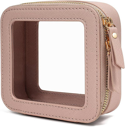 Clear Makeup Bag Small, TSA Approved Portable Toiletry Bag with Zipper Cosmetic Travel Bag Makeup Organizer Case Mini Makeup Pouch for Purse Car Organizer Bag for Women Men