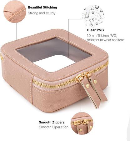 Clear Makeup Bag Small, TSA Approved Portable Toiletry Bag with Zipper Cosmetic Travel Bag Makeup Organizer Case Mini Makeup Pouch for Purse Car Organizer Bag for Women Men