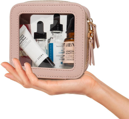 Clear Makeup Bag Small, TSA Approved Portable Toiletry Bag with Zipper Cosmetic Travel Bag Makeup Organizer Case Mini Makeup Pouch for Purse Car Organizer Bag for Women Men