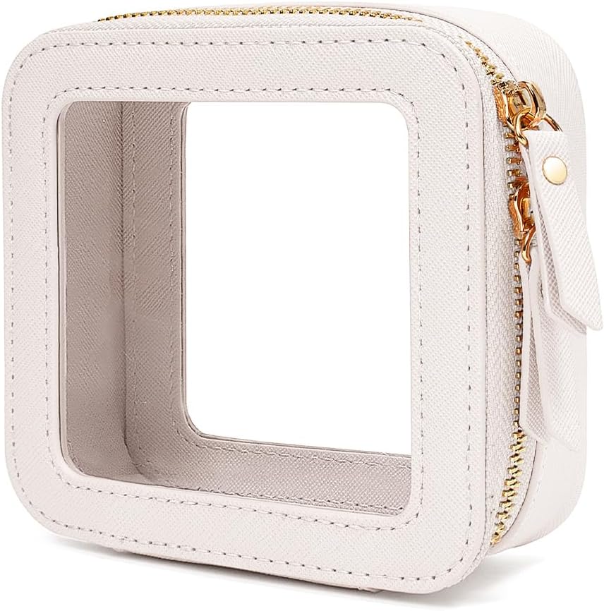 Clear Makeup Bag Small, TSA Approved Portable Toiletry Bag with Zipper Cosmetic Travel Bag Makeup Organizer Case Mini Makeup Pouch for Purse Car Organizer Bag for Women Men