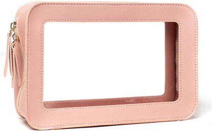 Clear Makeup Bag Small, TSA Approved Portable Toiletry Bag with Zipper Cosmetic Travel Bag Makeup Organizer Case Mini Makeup Pouch for Purse Car Organizer Bag for Women Men