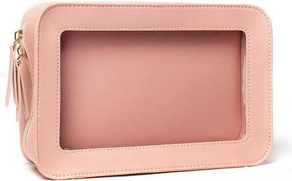 Clear Makeup Bag Small, TSA Approved Portable Toiletry Bag with Zipper Cosmetic Travel Bag Makeup Organizer Case Mini Makeup Pouch for Purse Car Organizer Bag for Women Men