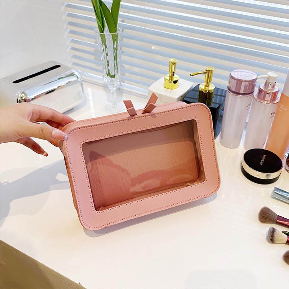 Clear Makeup Bag Small, TSA Approved Portable Toiletry Bag with Zipper Cosmetic Travel Bag Makeup Organizer Case Mini Makeup Pouch for Purse Car Organizer Bag for Women Men