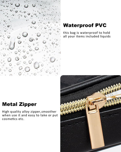 Clear Makeup Bag Small, TSA Approved Portable Toiletry Bag with Zipper Cosmetic Travel Bag Makeup Organizer Case Mini Makeup Pouch for Purse Car Organizer Bag for Women Men