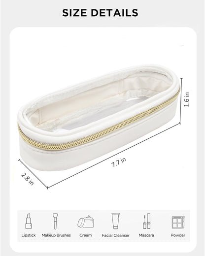 Clear Makeup Bag Small, TSA Approved Portable Toiletry Bag with Zipper Cosmetic Travel Bag Makeup Organizer Case Mini Makeup Pouch for Purse Car Organizer Bag for Women Men