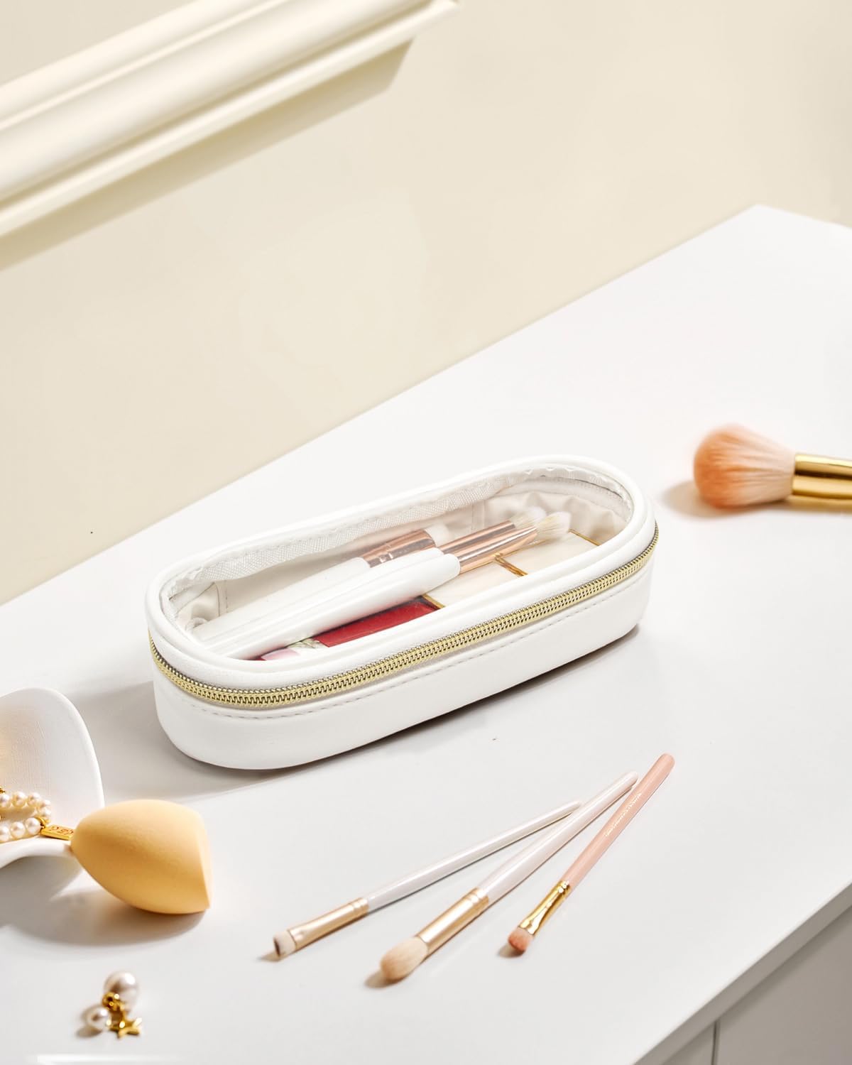 Clear Makeup Bag Small, TSA Approved Portable Toiletry Bag with Zipper Cosmetic Travel Bag Makeup Organizer Case Mini Makeup Pouch for Purse Car Organizer Bag for Women Men