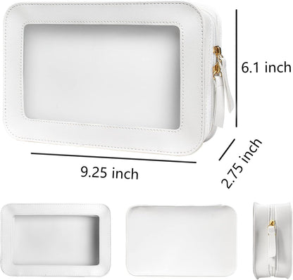 Clear Makeup Bag Small, TSA Approved Portable Toiletry Bag with Zipper Cosmetic Travel Bag Makeup Organizer Case Mini Makeup Pouch for Purse Car Organizer Bag for Women Men