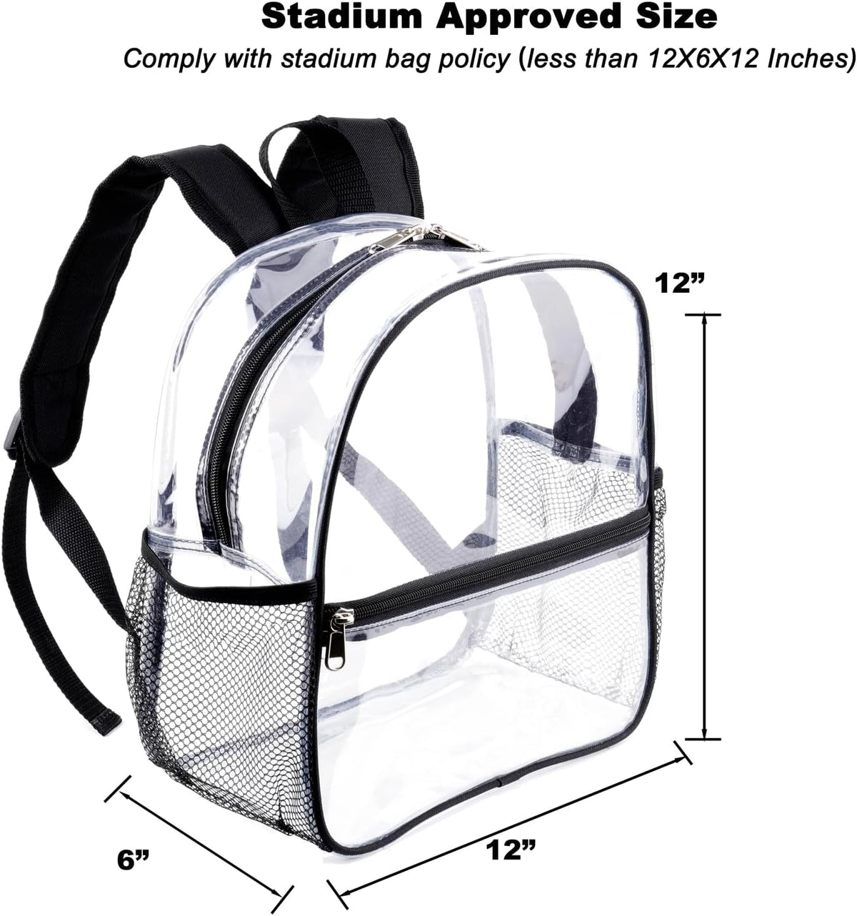 Fomaris Stadium Approved 12x6x12 - Clear Bag with Reinforced Straps, Durable PVC for Stadium Events, Sports, Festivals, Concerts, Games, Women & Men - Turquoise/Teal