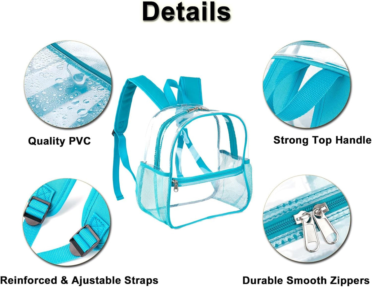 Fomaris Stadium Approved 12x6x12 - Clear Bag with Reinforced Straps, Durable PVC for Stadium Events, Sports, Festivals, Concerts, Games, Women & Men - Turquoise/Teal