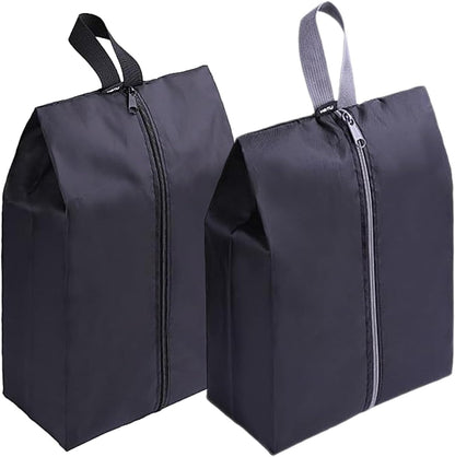 Travel Shoe Bags Set of 4 Waterproof Nylon with Zipper for Men & Women, Black