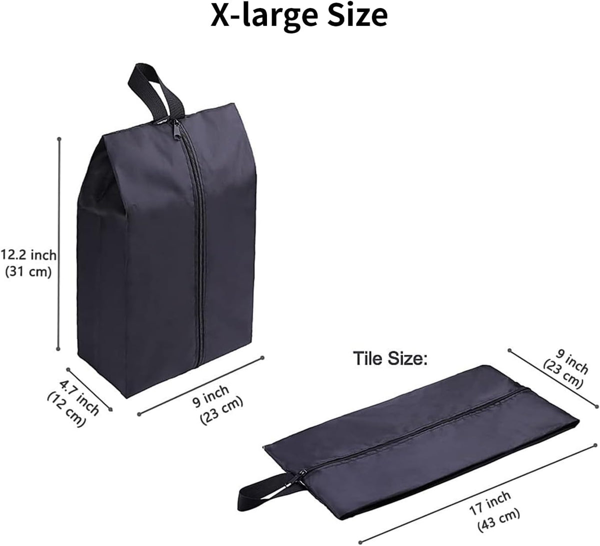 Travel Shoe Bags Set of 4 Waterproof Nylon with Zipper for Men & Women, Black
