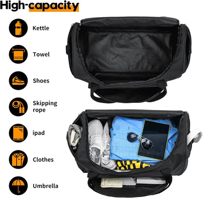 Uarition Gym Bag for Men - 50L Black Durable Large Duffle Bag for Travel, Workout, Fitness & Sport