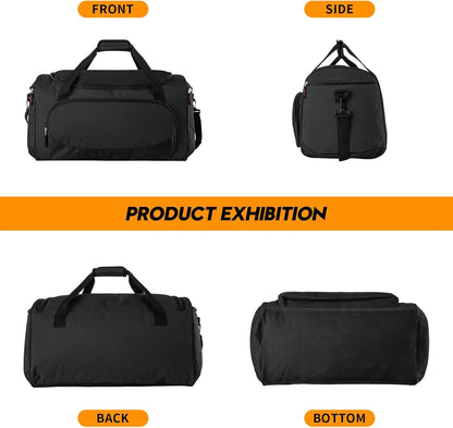 Uarition Gym Bag for Men - 50L Black Durable Large Duffle Bag for Travel, Workout, Fitness & Sport