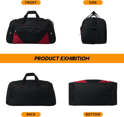 Uarition Gym Bag for Men - 50L Black Durable Large Duffle Bag for Travel, Workout, Fitness & Sport