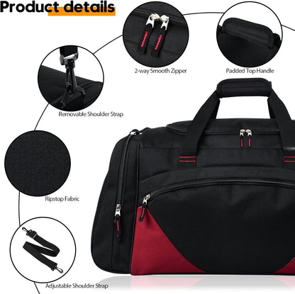 Uarition Gym Bag for Men - 50L Black Durable Large Duffle Bag for Travel, Workout, Fitness & Sport