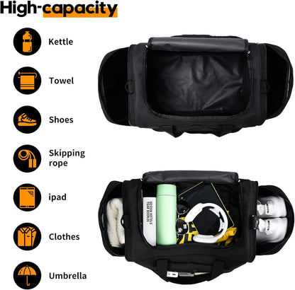 Uarition Gym Bag for Men - 50L Black Durable Large Duffle Bag for Travel, Workout, Fitness & Sport