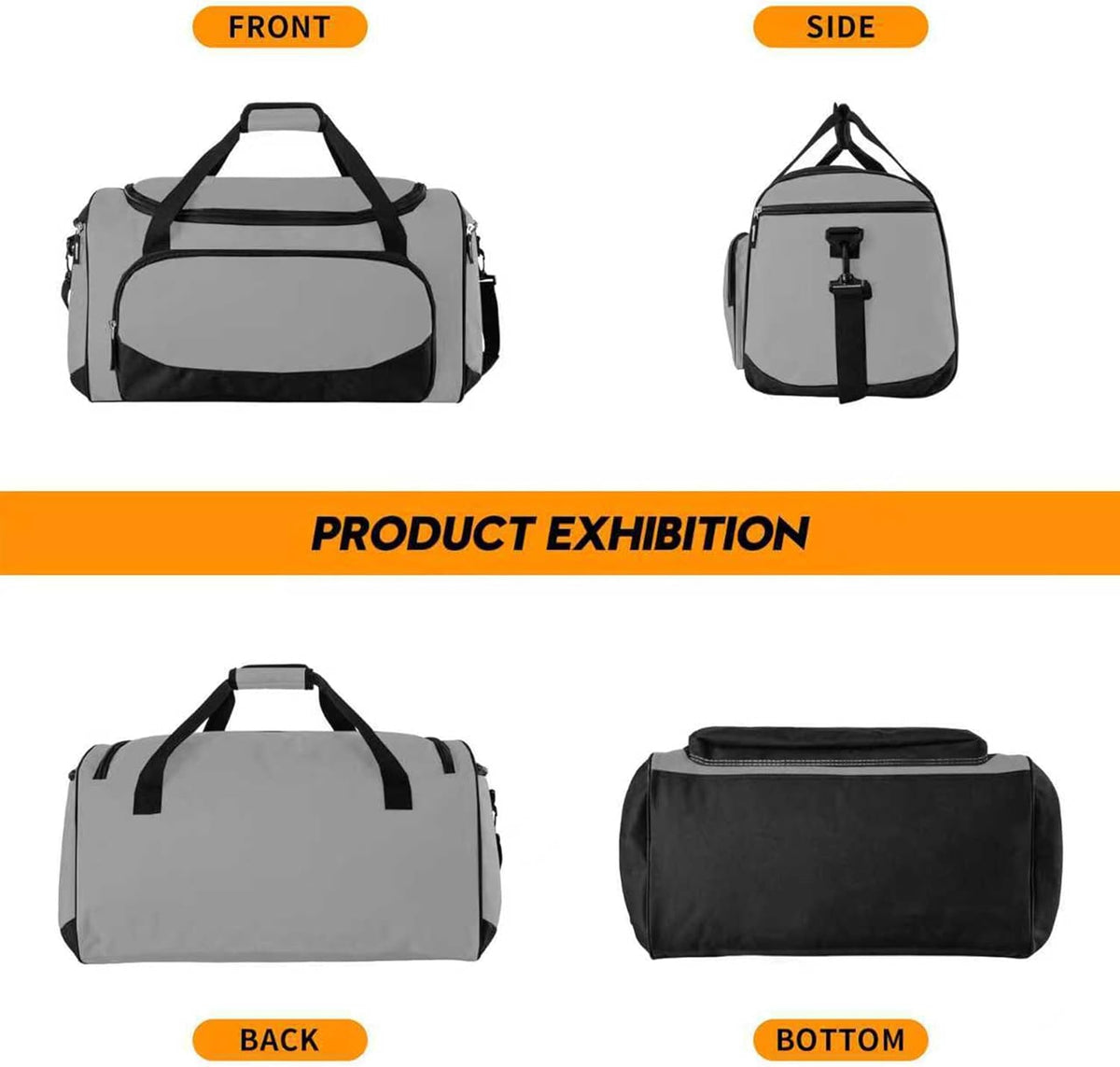 Uarition Gym Bag for Men - 50L Black Durable Large Duffle Bag for Travel, Workout, Fitness & Sport