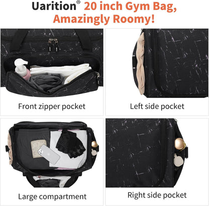 Uarition Gym Bag for Men - 50L Black Durable Large Duffle Bag for Travel, Workout, Fitness & Sport