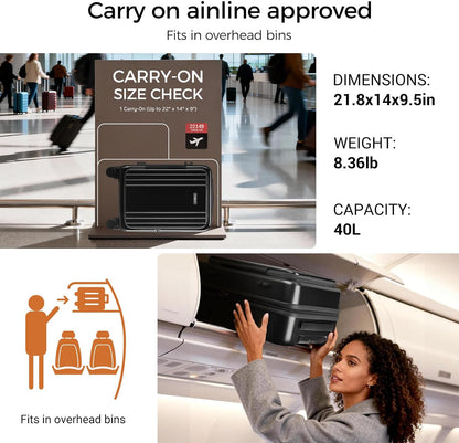 Carry On Luggage Top Opening with Cup Holder & Phone Holder, Expandable PC Hard Shell Suitcase with USB Charging Port, Side Hook, 360° Spinner Wheels, TSA Lock & YKK Zippers