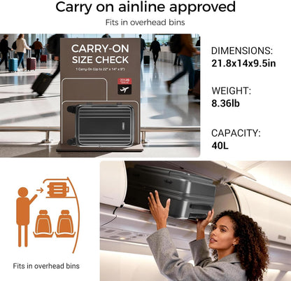 Carry On Luggage Top Opening with Cup Holder & Phone Holder, Expandable PC Hard Shell Suitcase with USB Charging Port, Side Hook, 360° Spinner Wheels, TSA Lock & YKK Zippers