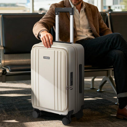 Carry On Luggage Top Opening with Cup Holder & Phone Holder, Expandable PC Hard Shell Suitcase with USB Charging Port, Side Hook, 360° Spinner Wheels, TSA Lock & YKK Zippers