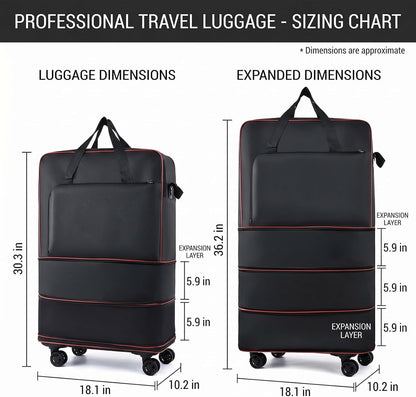 Foldable Duffel Bag,Large Expandable Rolling Travel Duffle Bag with Wheels Waterproof Collapsible Luggage Carry on Duffel Bag with Wheels and Handle, Black