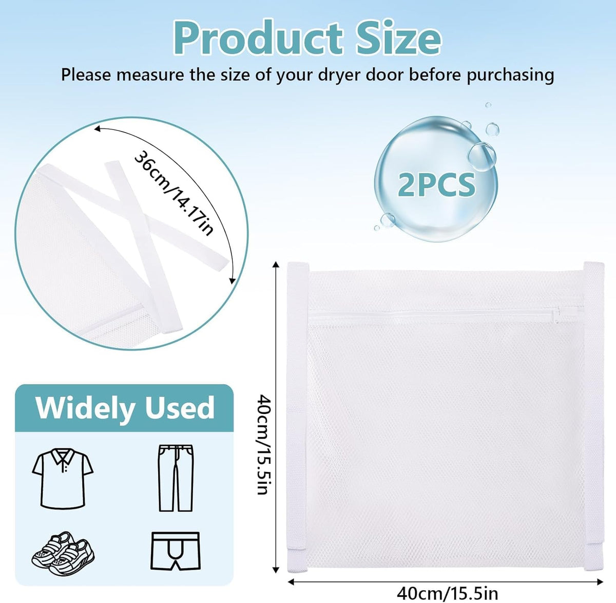 2 Pack Sneaker Dryer Bags for Shoes with Adjustable Straps, Mesh Shoe Laundry Bags for Dryer, Reusable Shoe Drying Holder Protects Dryer & Reduces Noise, 15.5 Inch x 15.5 Inch