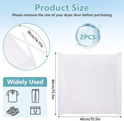 2 Pack Sneaker Dryer Bags for Shoes with Adjustable Straps, Mesh Shoe Laundry Bags for Dryer, Reusable Shoe Drying Holder Protects Dryer & Reduces Noise, 15.5 Inch x 15.5 Inch