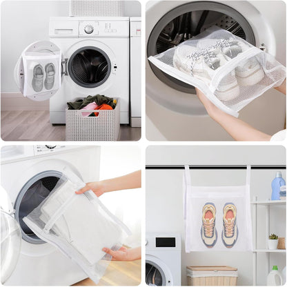 2 Pack Sneaker Dryer Bags for Shoes with Adjustable Straps, Mesh Shoe Laundry Bags for Dryer, Reusable Shoe Drying Holder Protects Dryer & Reduces Noise, 15.5 Inch x 15.5 Inch