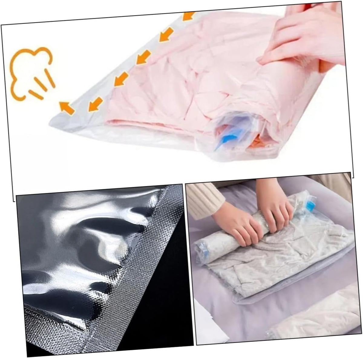 STOBAZA 12pcs Travel Vacuum Storage Compression Bags Hand Roll-up Space Saving Cloth Organizer Bags for Suitcases Pa+pe Material 35x50cm 40x60cm for Travel Clothing Packing