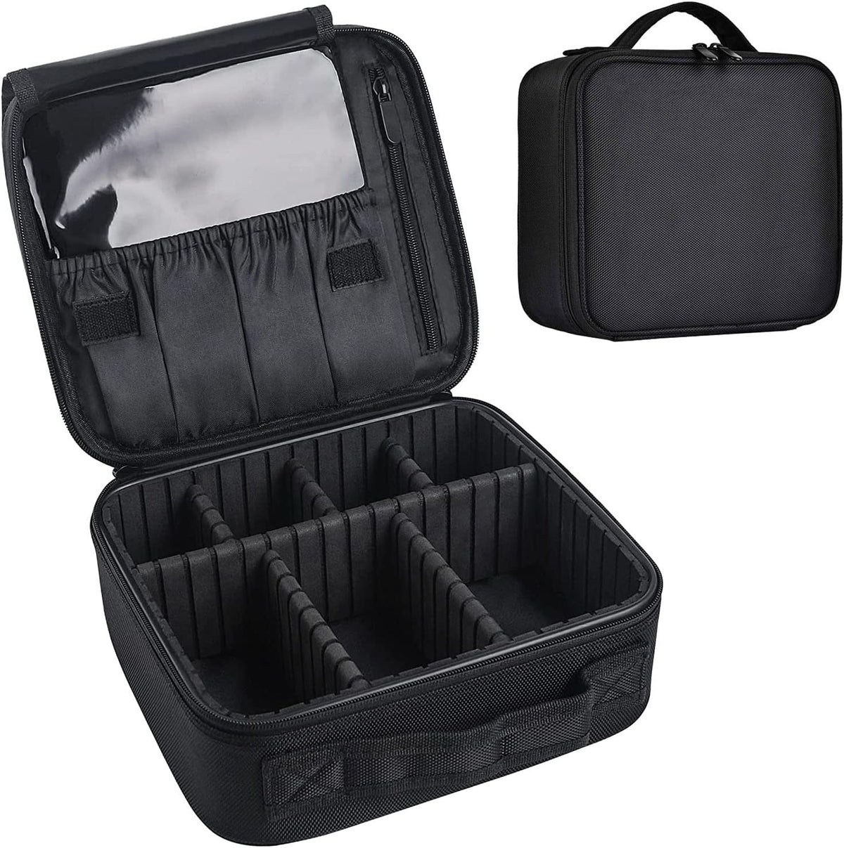 Travel Makeup Case, PU Leather Portable Organizer Makeup Train Case Makeup Bag Cosmetic Case with Adjustable Dividers for Cosmetics Makeup Brushes Women (Pink)