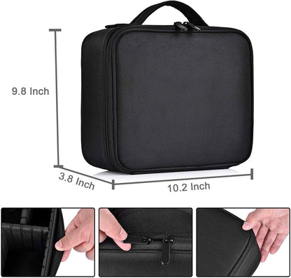 Travel Makeup Case, PU Leather Portable Organizer Makeup Train Case Makeup Bag Cosmetic Case with Adjustable Dividers for Cosmetics Makeup Brushes Women (Pink)