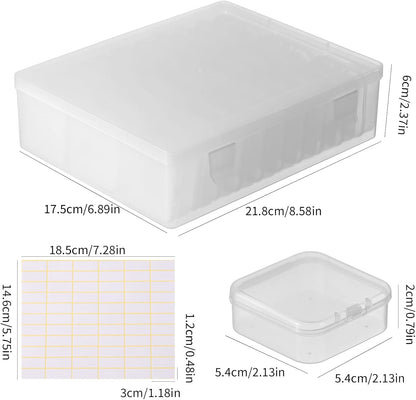 Small Clear Plastic Bead Organizer Box with Hinged Lids & Labels, Mini Craft Storage Containers for Jewelry Making, Bracelets, Clay Beads, Screws, Nails & Tiny Small Parts (Clear - 30Pcs)