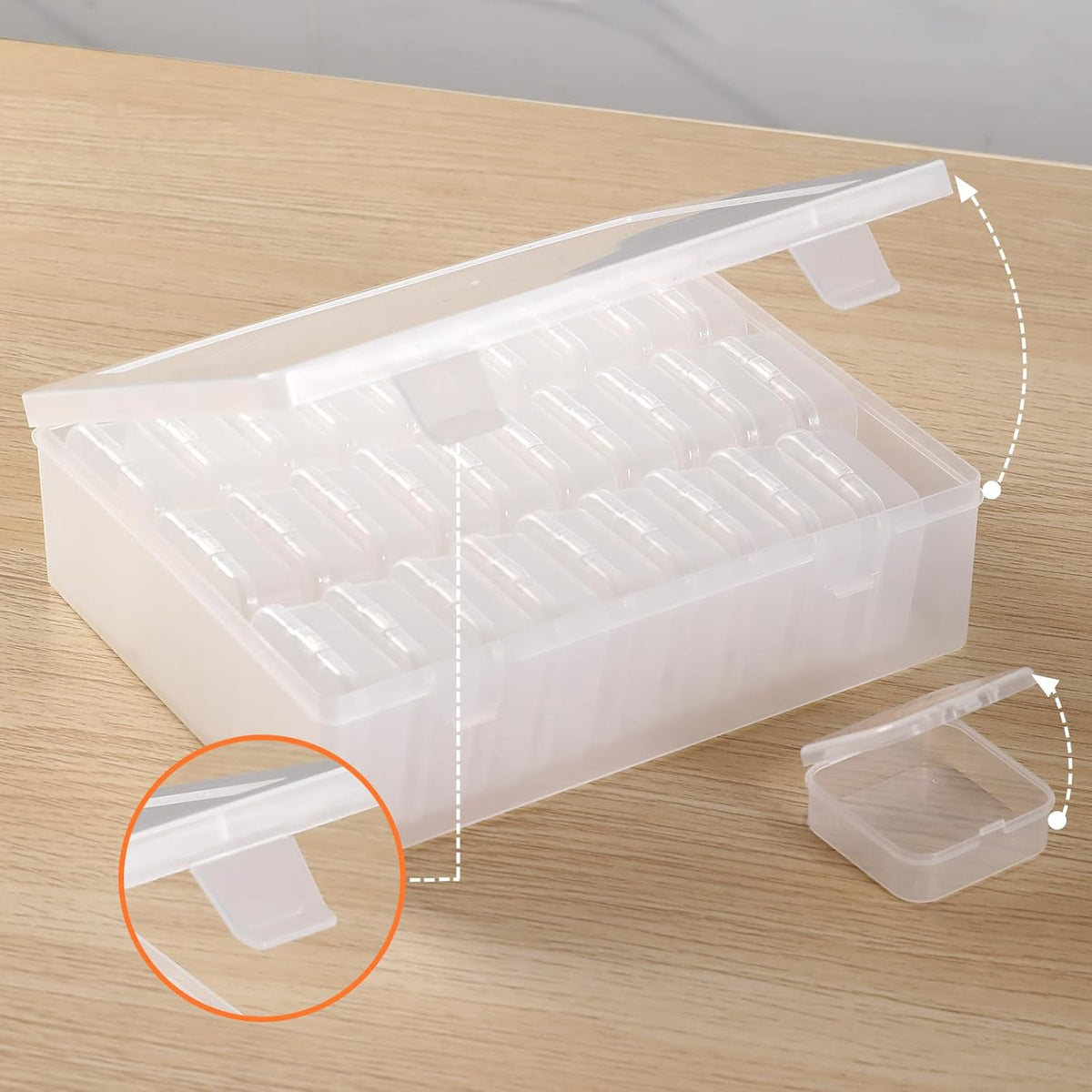 Small Clear Plastic Bead Organizer Box with Hinged Lids & Labels, Mini Craft Storage Containers for Jewelry Making, Bracelets, Clay Beads, Screws, Nails & Tiny Small Parts (Clear - 30Pcs)