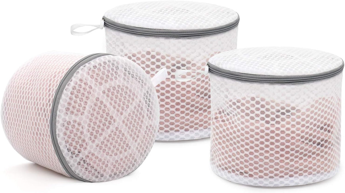 3Pcs Bra Wash Bags, Honeycomb Mesh Laundry Bags for Delicates | Lingerie, Intimates and Underwear 7 x 7 x 6 Inches
