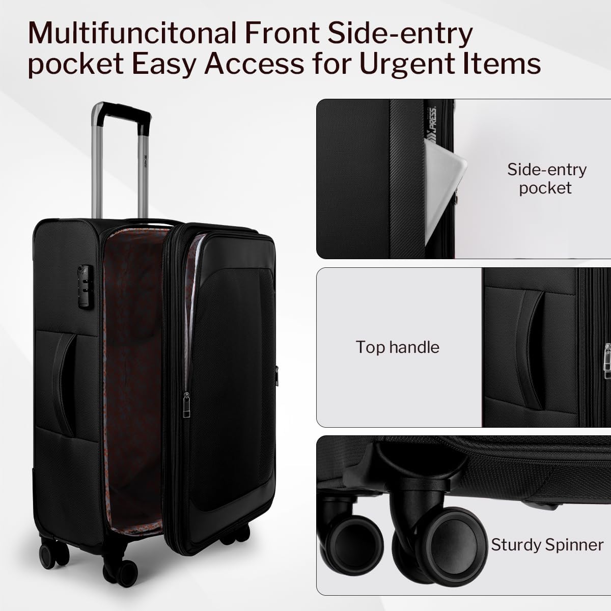 Luggage 20 inch Carry on-Softside Luggage w/TSA LOCK-Travel Luggage for Men Women,20''-COLOR-7
