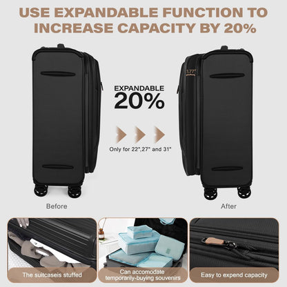Luggage 20 inch Carry on-Softside Luggage w/TSA LOCK-Travel Luggage for Men Women,20''-COLOR-7