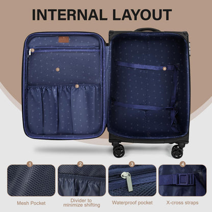 Luggage 20 inch Carry on-Softside Luggage w/TSA LOCK-Travel Luggage for Men Women,20''-COLOR-7