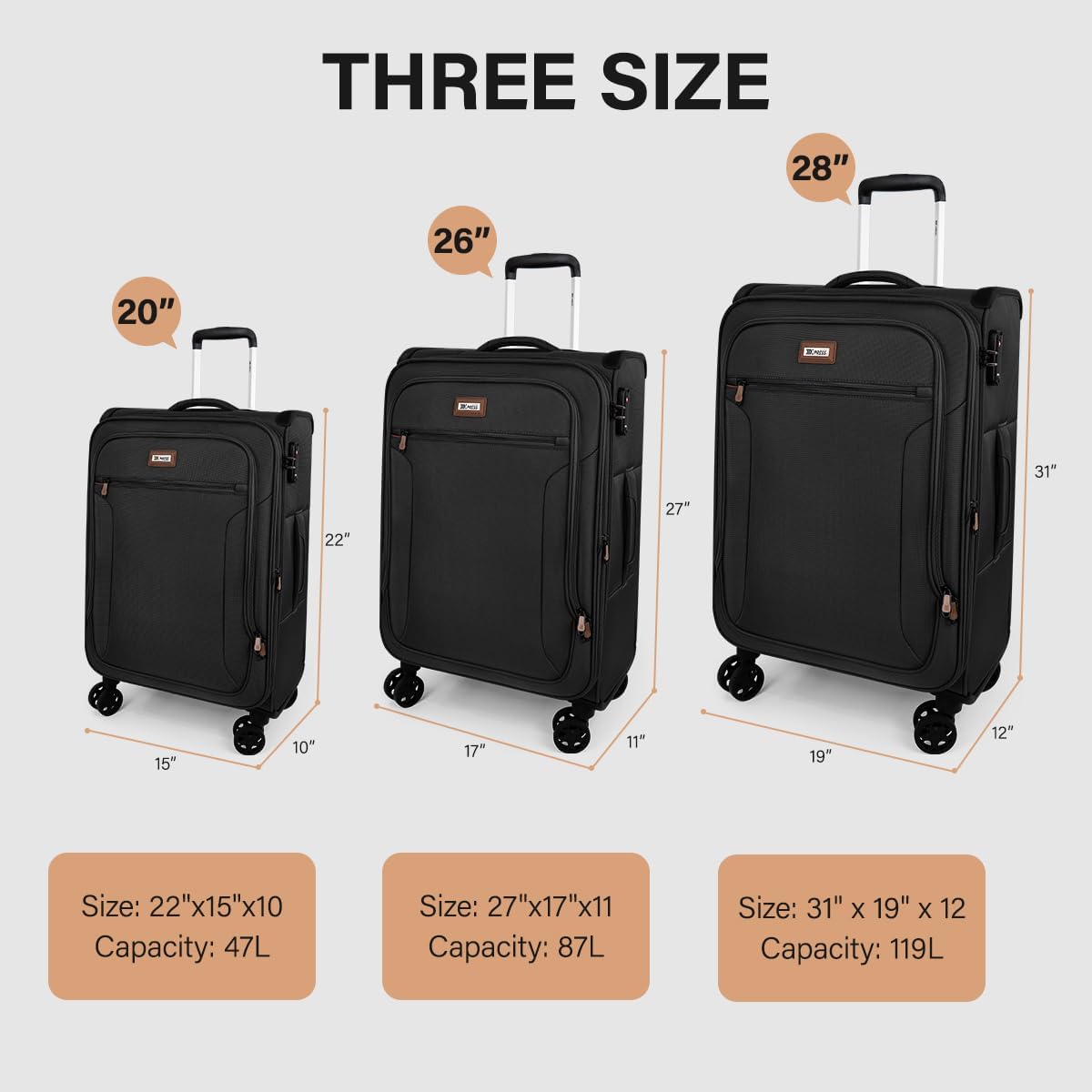 Luggage 20 inch Carry on-Softside Luggage w/TSA LOCK-Travel Luggage for Men Women,20''-COLOR-7