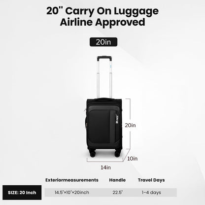 Luggage 20 inch Carry on-Softside Luggage w/TSA LOCK-Travel Luggage for Men Women,20''-COLOR-7