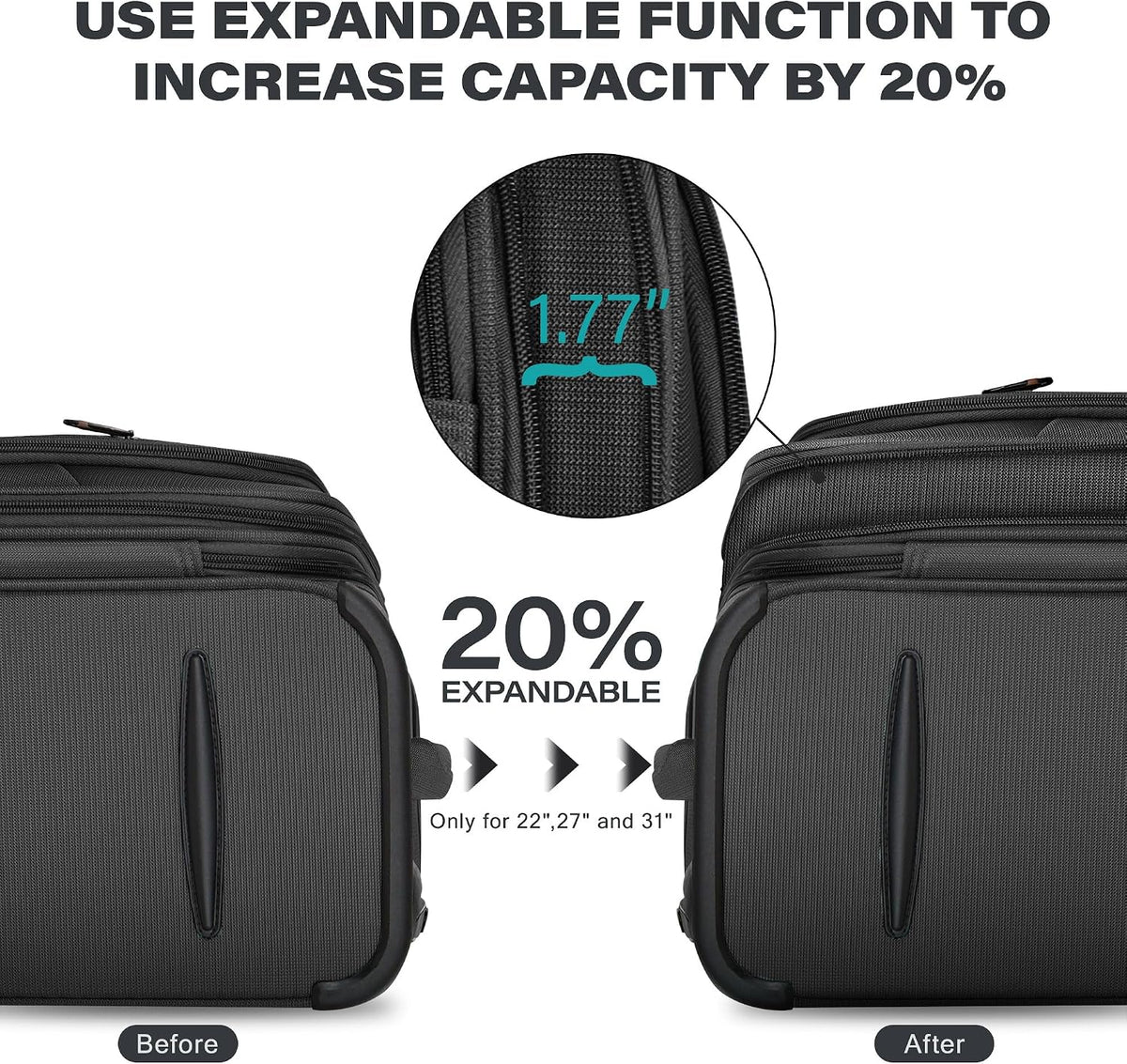 Luggage 20 inch Carry on-Softside Luggage w/TSA LOCK-Travel Luggage for Men Women,20''-COLOR-7
