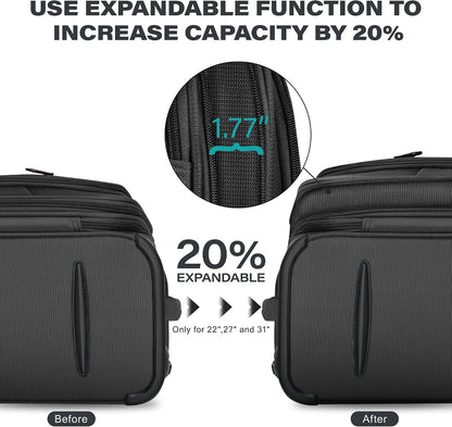Luggage 20 inch Carry on-Softside Luggage w/TSA LOCK-Travel Luggage for Men Women,20''-COLOR-7