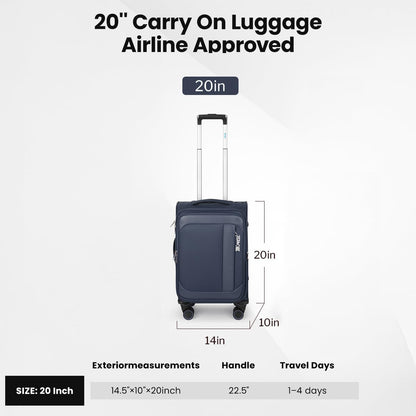 Luggage 20 inch Carry on-Softside Luggage w/TSA LOCK-Travel Luggage for Men Women,20''-COLOR-7
