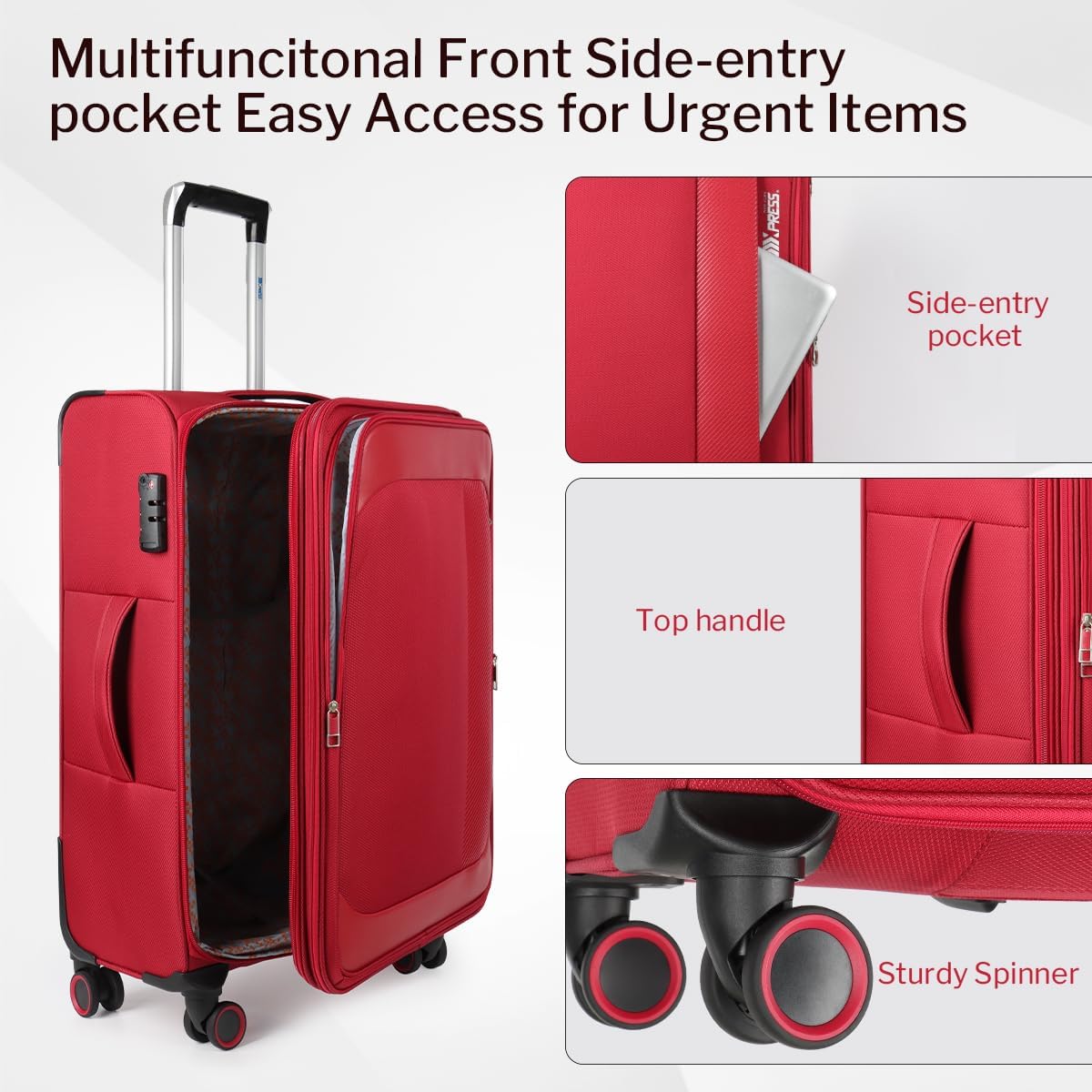Luggage 20 inch Carry on-Softside Luggage w/TSA LOCK-Travel Luggage for Men Women,20''-COLOR-7